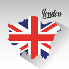 london map with england flag inside vector illustration