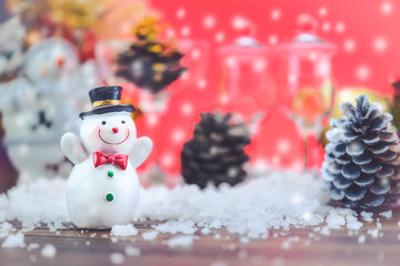 Snowman dolls with happy holiday atmosphere.