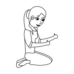 Woman on knees cartoon