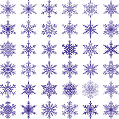 Naklejka na ściany i meble Snowflakes vector icons frozen frost star Christmas decoration snow winter flakes elemets Xmas holiday design illustartion