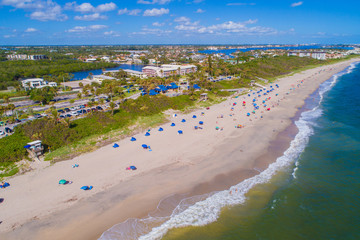 Fototapeta na wymiar Aerial image Oceanfront Beach Park Boynton Florida