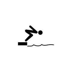 Swimmer jumping from starting block in pool icon. Silhouette of an athlete icon. Sportsman element icon. Premium quality graphic design. Signs, outline symbols collection icon