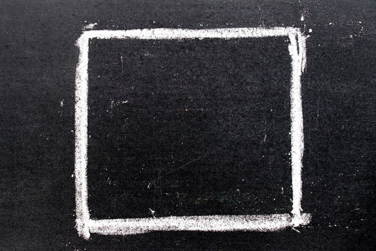 White chalk hand drawing in square shape on black board background