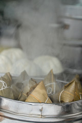 Chinese Street Food - Rice Dumplings Wrapped in Leaves on the Street in Chengdu China