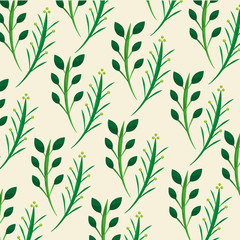green floral leaves branch natural pattern vector illustration