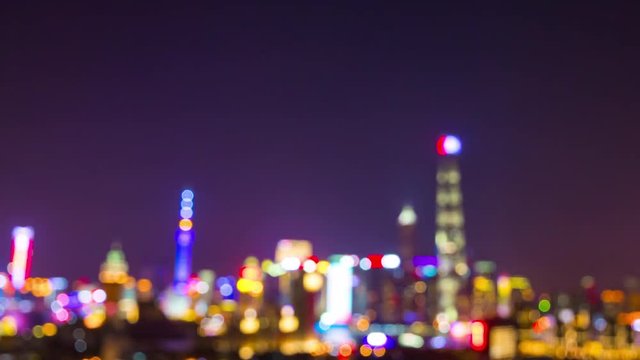 night illumination shanghai pudong downtown blurred bay rooftop panorama 4k timelapse china
