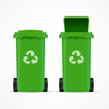 Realistic 3d Detailed Recycled Bins for Trash and Garbage. Vector
