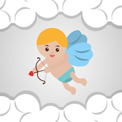 blond cupid love fly bow arrow with white background vector illustration