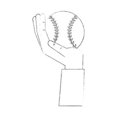 Hand holding baseball ball
