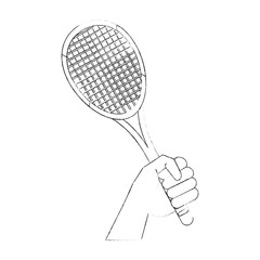 Hand holding a tennis racket