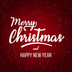 Merry Christmas and Happy New Year greeting card, background or poster with lettering. Vector illustration. Holiday Collection.