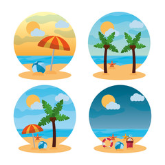 summer landscape different scene beach vector illustration