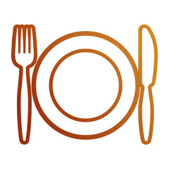 plate with fork an knife   vector illustration
