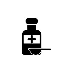 Medical syrup and spoon icon. Medicine icon. Element treatment icon. Premium quality graphic design. Signs, outline symbols collection icon for websites, web design, mobile app