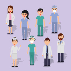 doctors staff hospital professional people vector illustration