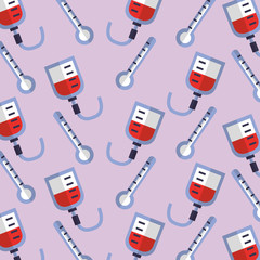 medical bag blood and thermometer seamless pattern vector illustration