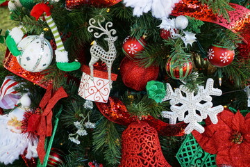 Traditionally decorated Christmas Trees with holiday ornaments