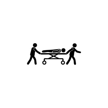 recommend clip art: Nurse lead Patient in gurney illustration icon. Medicine icon. Element Patient silhouette icon. Premium quality graphic design. Collection icon for websites, web design, mobile app