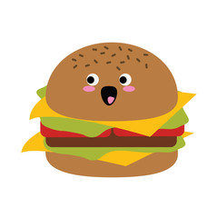 Hamburger fast food cute kawaii cartoon