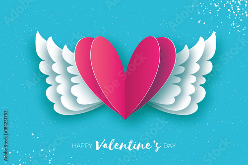 Happy Valentines Day Greetings Card Origami Angel Wings