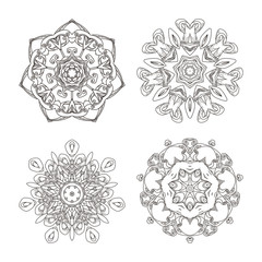 Mandala set. Abstract decorative background. Islam, Arabic, oriental, indian, ottoman, yoga motifs