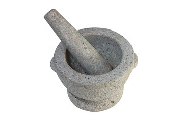 A mortar isolated on white background. It good for Thai food, kitchen, Cooking and made in granite stone.