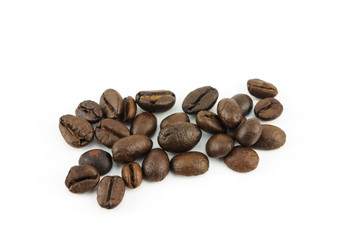 Coffee beans isolated on white background with copy space.