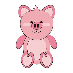Cute pig cartoon icon vector illustration graphic design