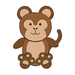 Cute monkey cartoon icon vector illustration graphic design