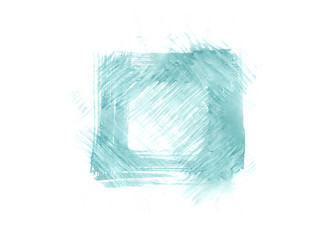 Abstract square made of pastel blue watercolor hand-drawn. For banners ,design, background.