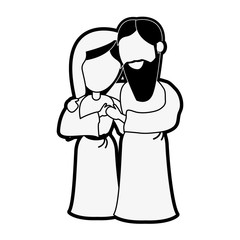 Virgin mary and joseph cartoon icon vector illustration graphic design