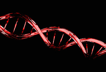 Red DNA molecule structure isolated on black