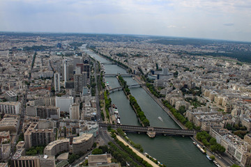 Fototapeta premium A slice of Paris and the river as seen from the Eiffel tower.