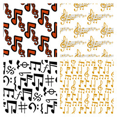 Notes music vector melody colorfull musician symbols sound notes melody text writting audio musician symphony illustration seamless pattern background
