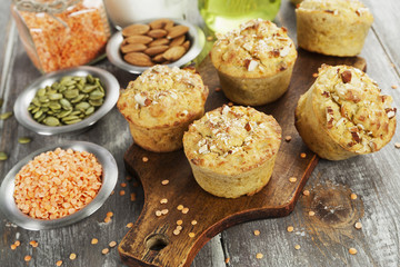 Lentil muffins on the table