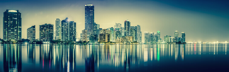 Miami downtown panorama at night, Florida
