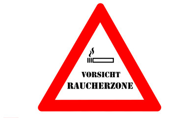 Vorsicht Raucherzone Warnschild mit Zigarette