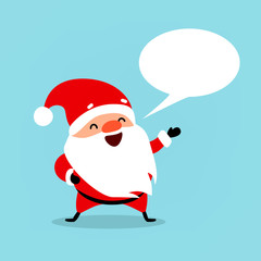 Santa Claus with bubble for text. Cute emotional Christmas character. Element from the collection. Vector illustration isolated on blue background - 184238139