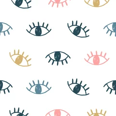 Tapeten Vektor handgezeichnetes Auge kritzelt nahtloses Muster © artrise