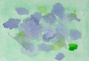 Green blue and purple, abstract background watercolor