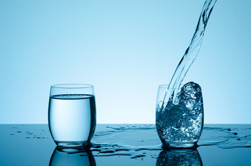 Creative splashing water in the glass