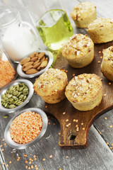 Lentil muffins on the table