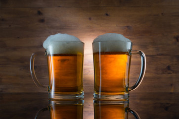 Two glasses of golden beer
