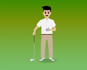 Golf player on green  background. Vector illustration design.