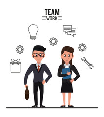 Business teamwork cartoon vector illustration graphic design