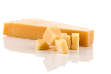 Parmesan cheese on white background
