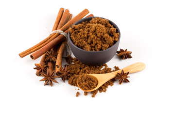 Brown sugar on white