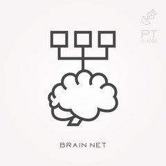 Line icon brain net
