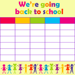 School timetable with stylized kids