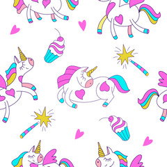 Unicorns seamless pattern
